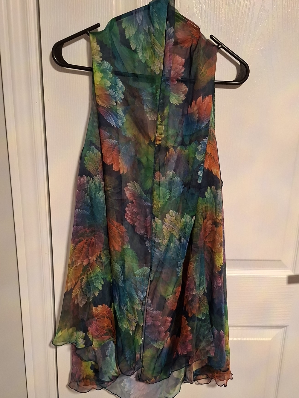 Source Unknown Sheer Floral Sleeveless Open Front, Top in Green, Blue, Orange